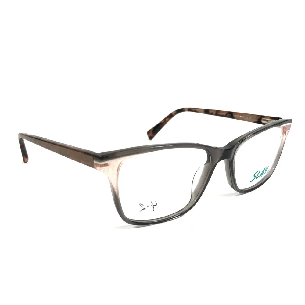 Slay Eyeglasses Frames SL002 GRY Gray Tortoise Cat Eye Full Rim 52-16-135
